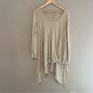 Free People We the Free Beige Waffle Knit Tunic Top Knotted Size M